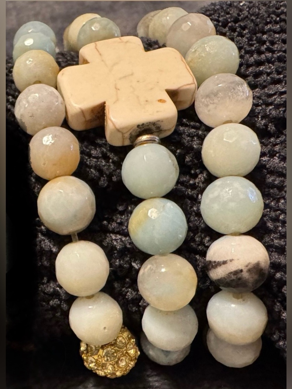 Amazonite Bracelet Stack with Cross Accent